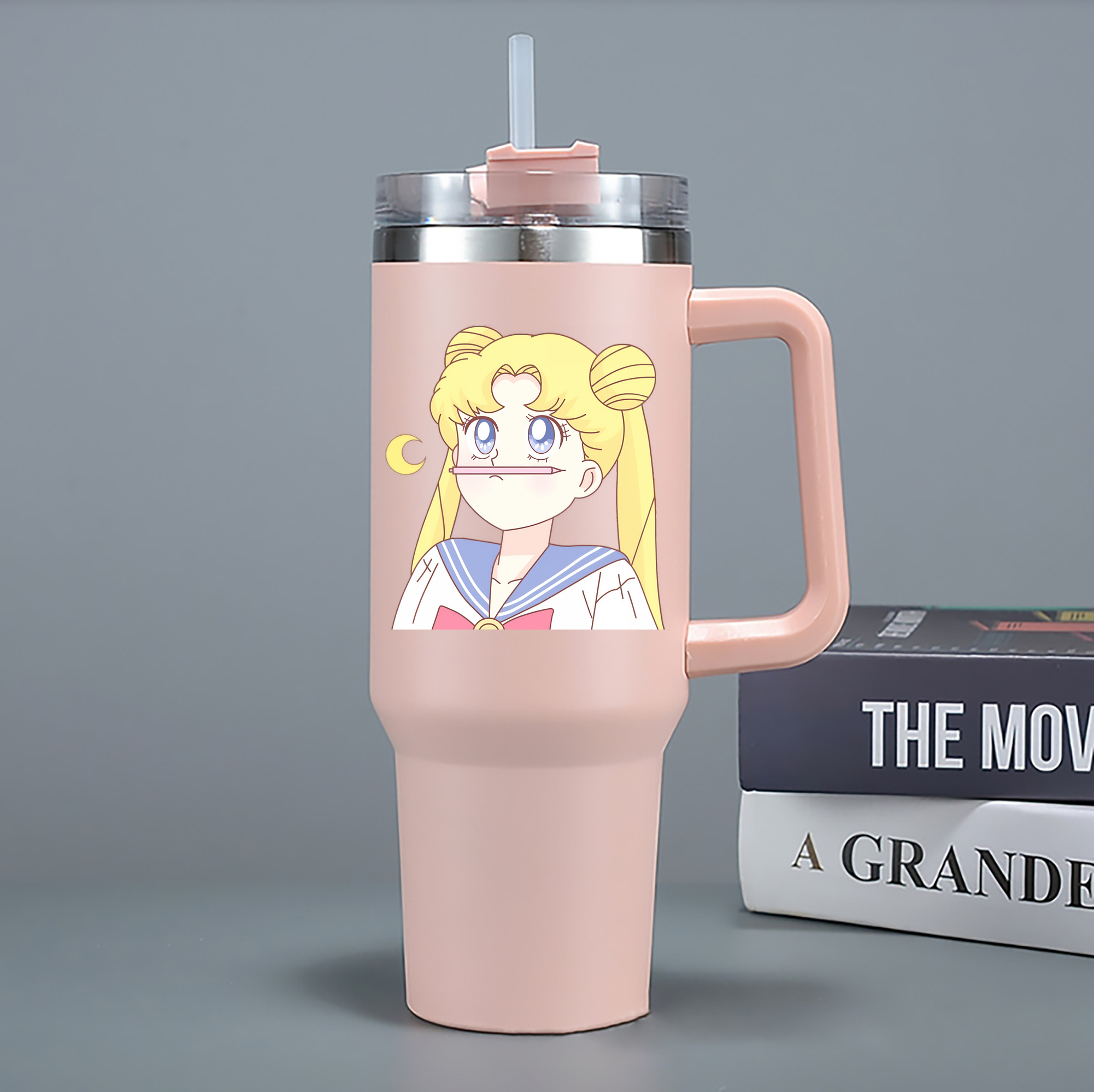 （画像用） 美少女戦士セーラームーン 愛野 美奈子 あいの みなこ Sailor Moon Aino Minako 1200mL車用タンブラー - クリスタルステッカー（プラスチックストロー付き）